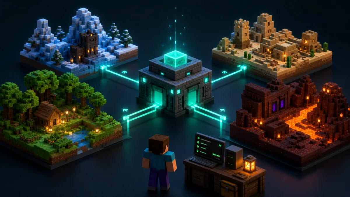 Minecraft server worlds connected through Gate proxy